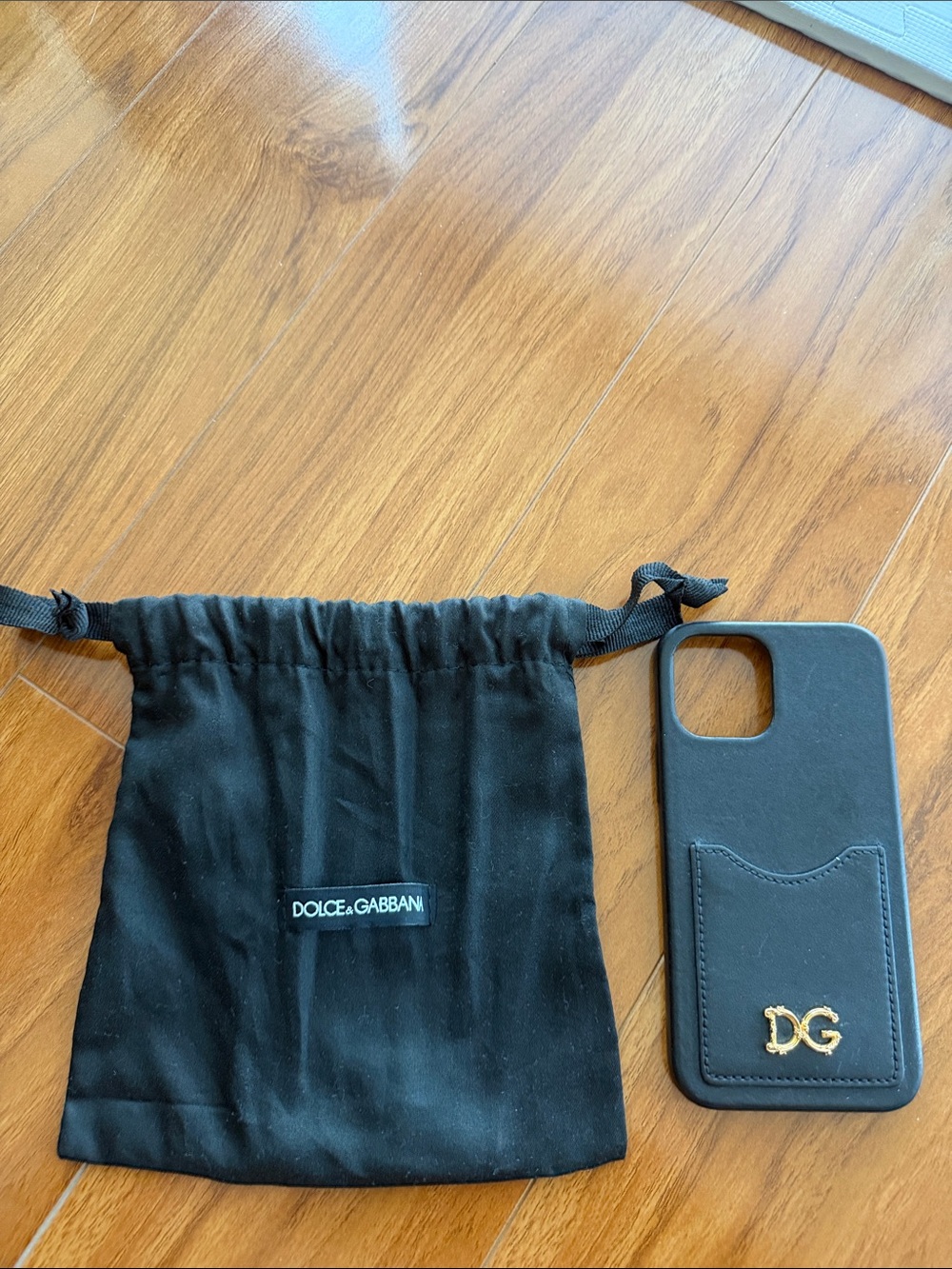 Dolce & Gabbana Black Leather iPhone 12 Pro Max Card Phone Case